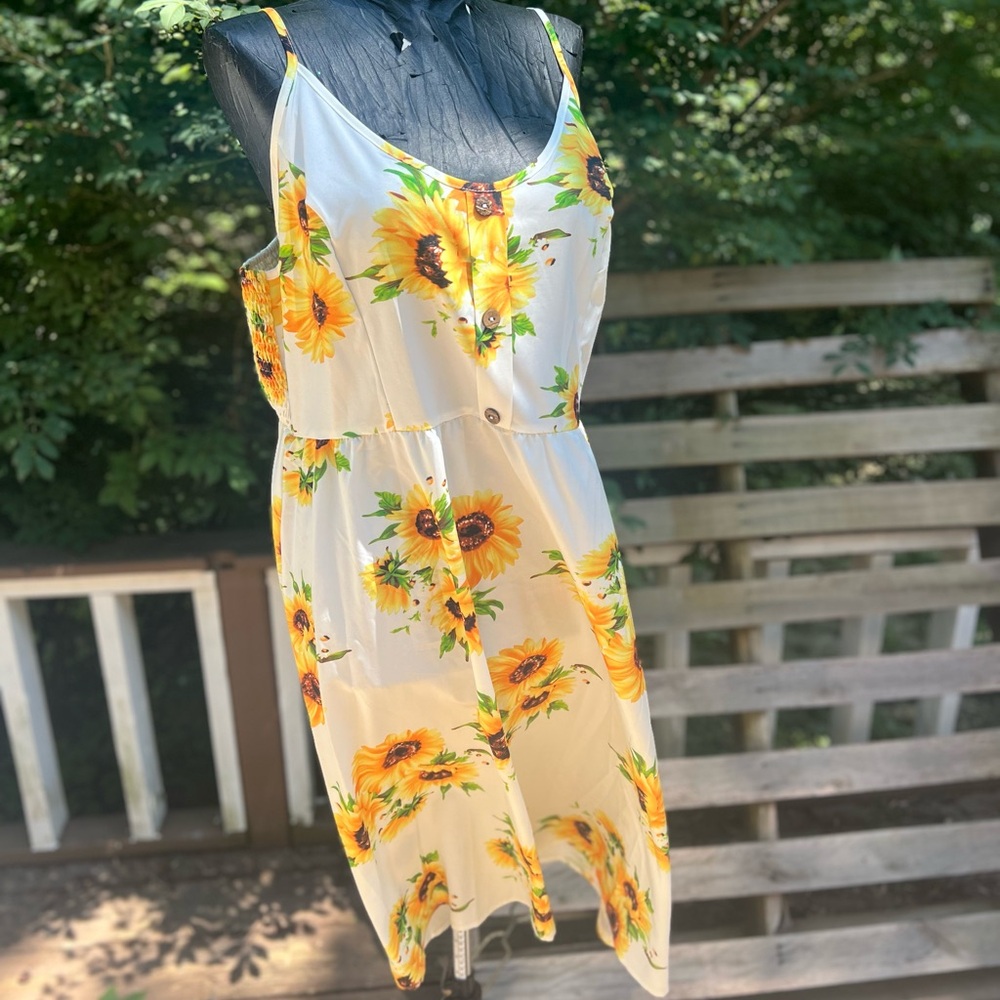 SHEIN Yellow Floral Midi Sundress